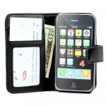 Wholesale iPhone 4 4S Seperable 2 in1 Flip Leather Wallet Case (Black)